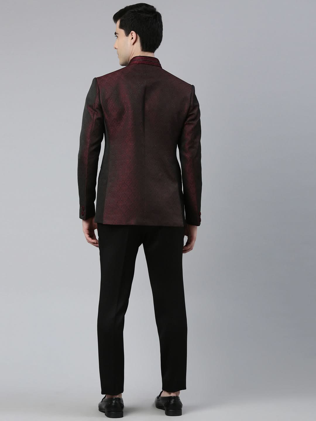 Maroon Black Shimmer Bandhgala Set