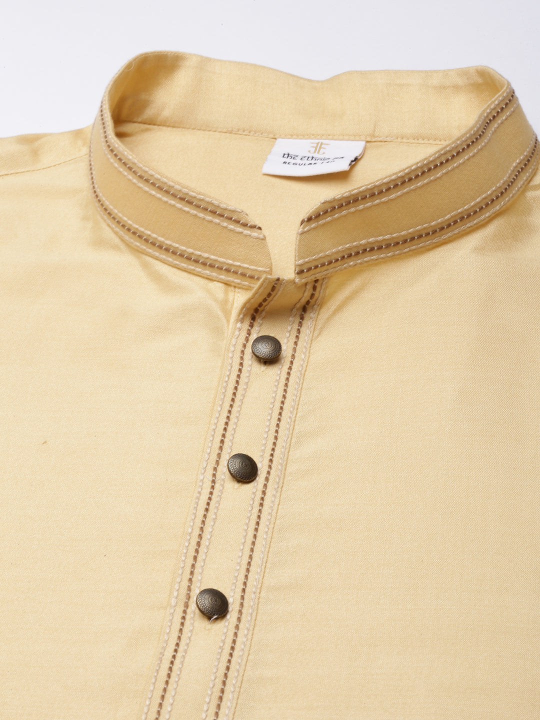 Gold Jacquard Jacket With Gold Kurta