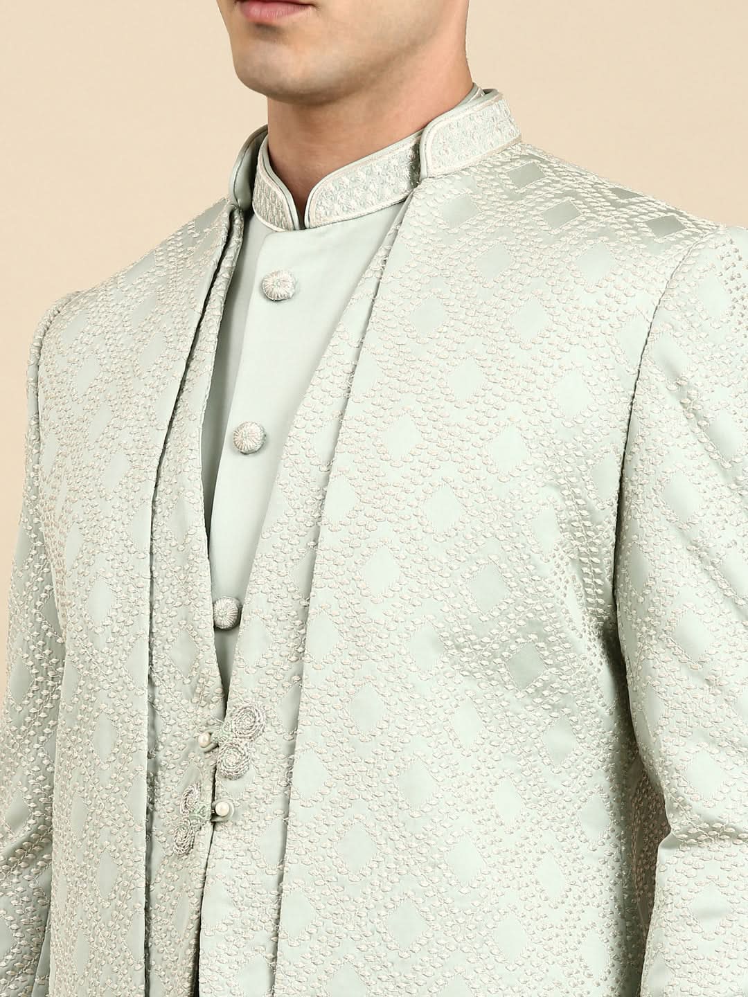 Light Green Layered Indowestern