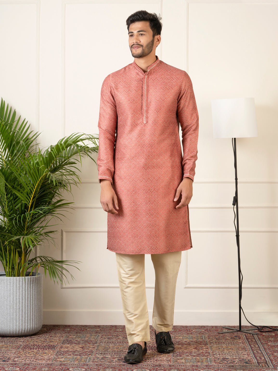 Red Baroque Printed Kurta Set