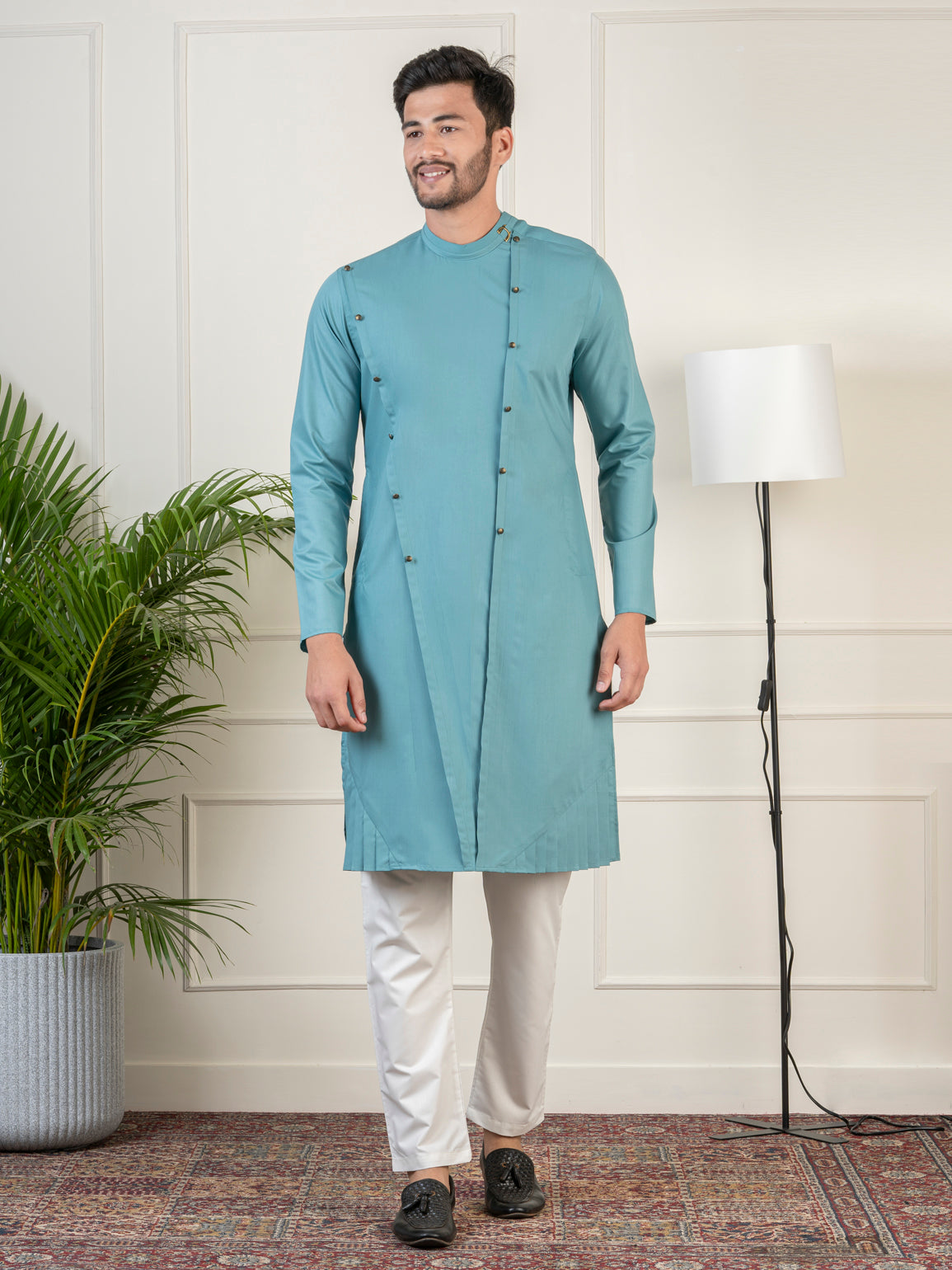 Teal Cotton Kurta Set