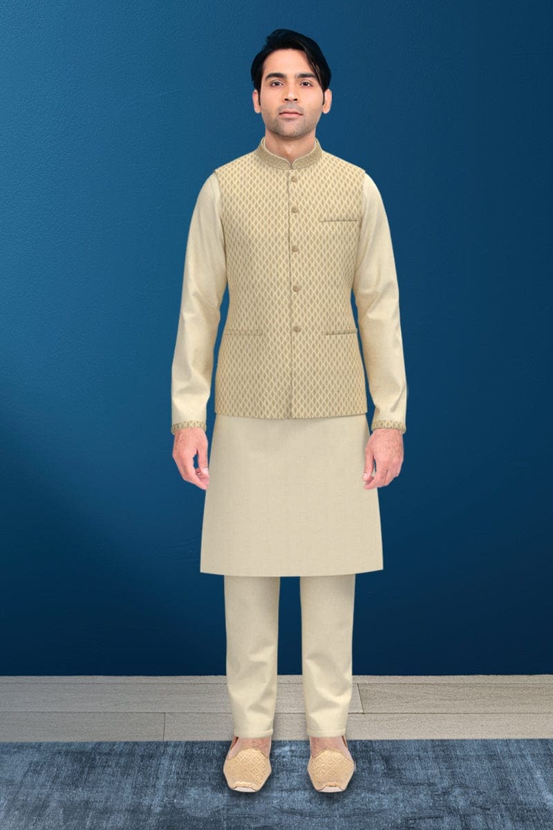 Cream Diamond Gold Motif Jacket