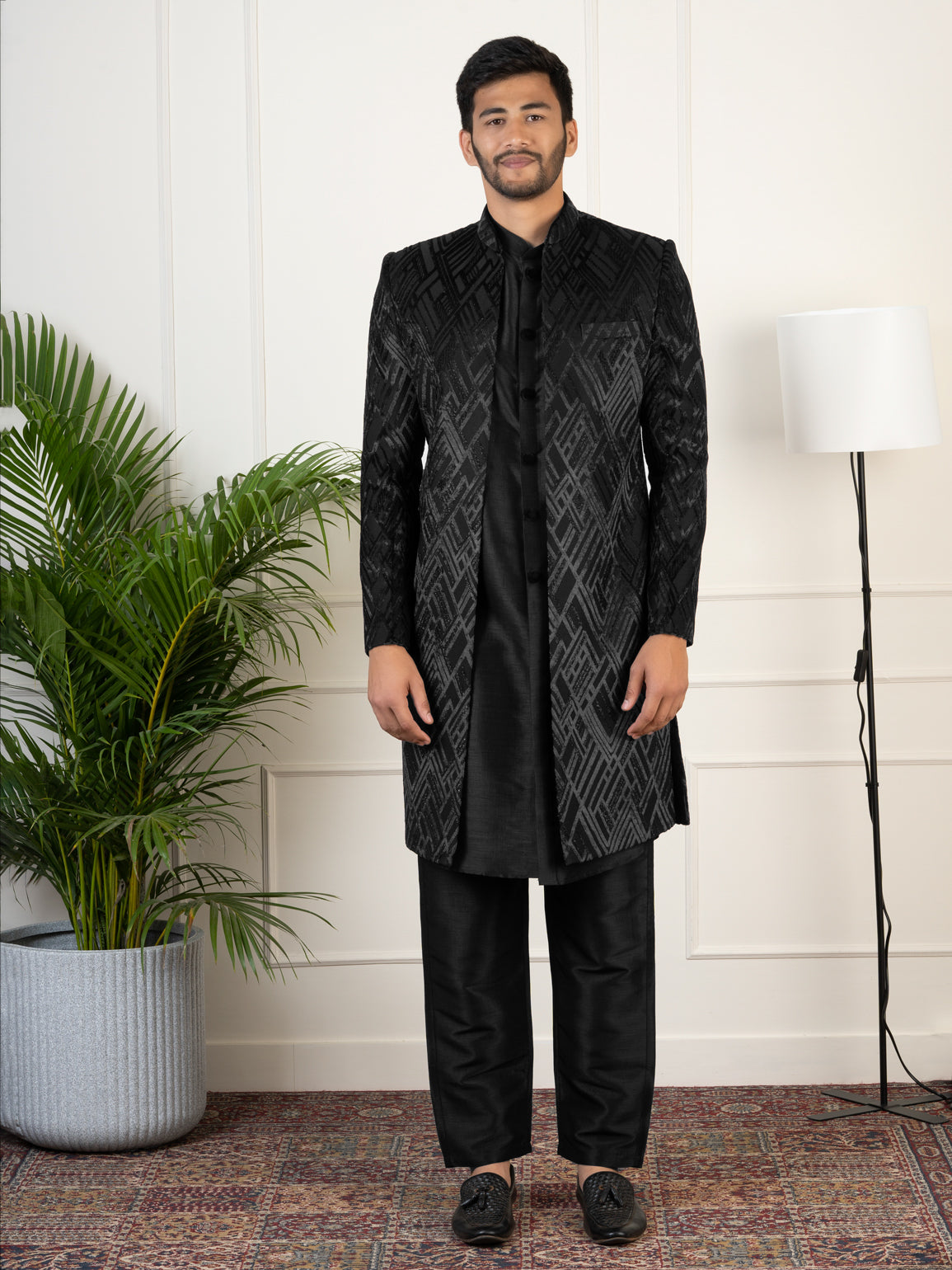 Black Velvet Indowestern Set