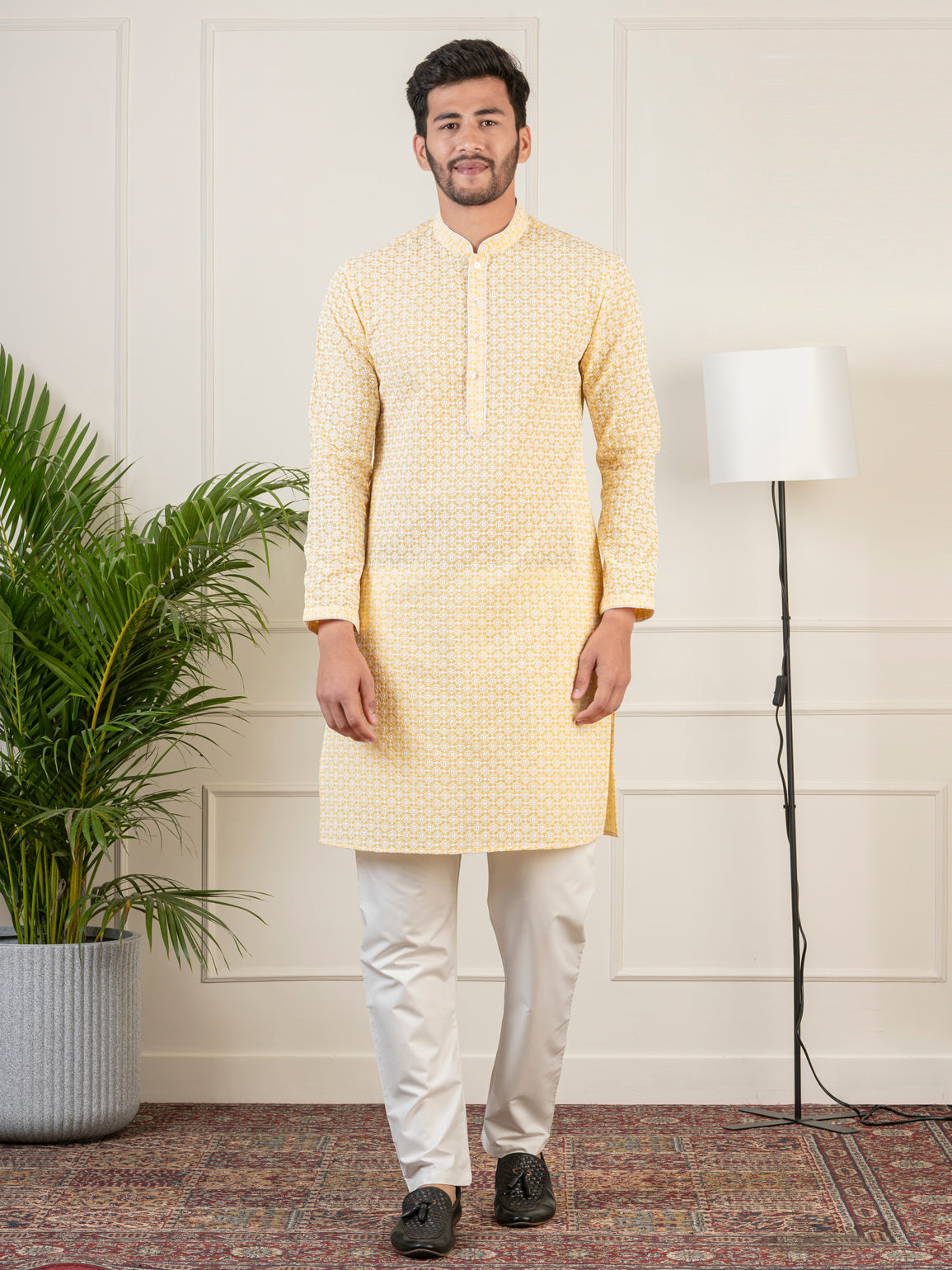 Yellow  Chikankari Kurta Set