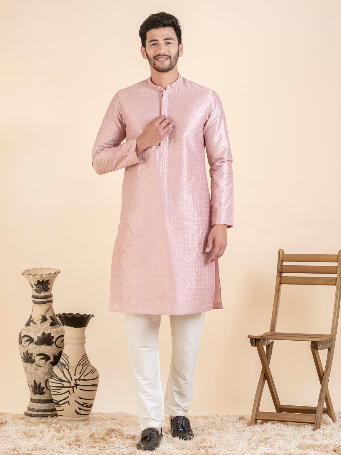 Pink Sequin Kurta Set
