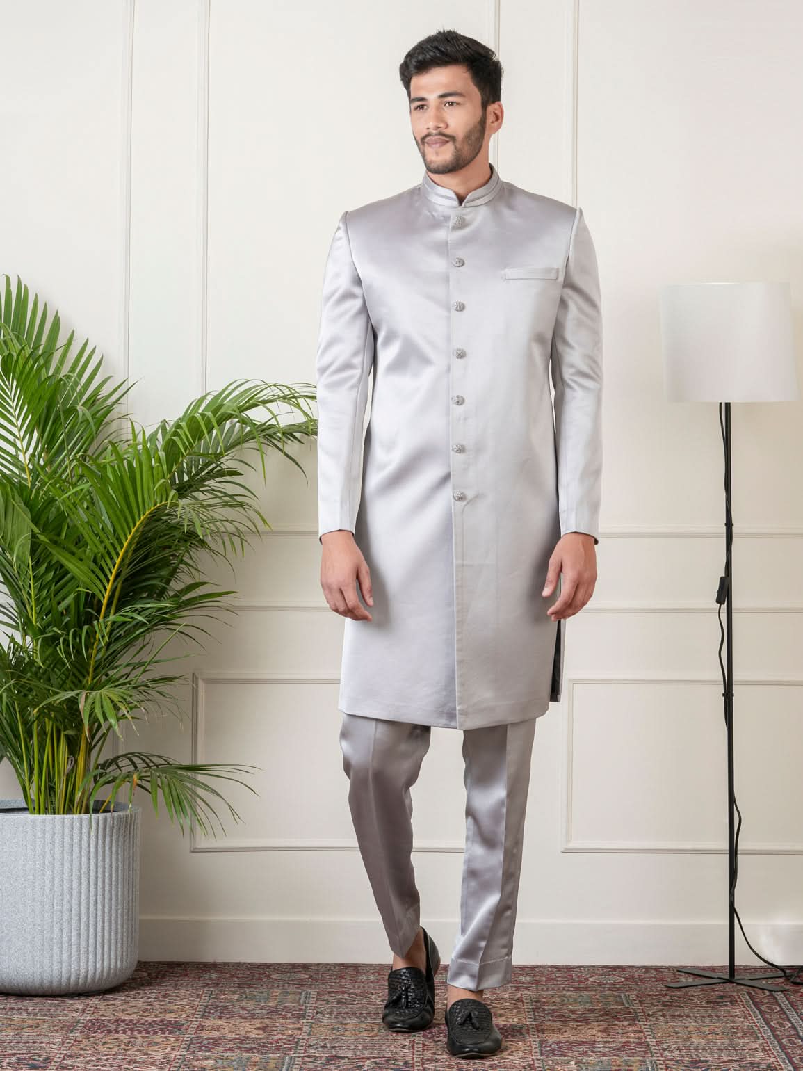 Steel Grey Classic Indowestern