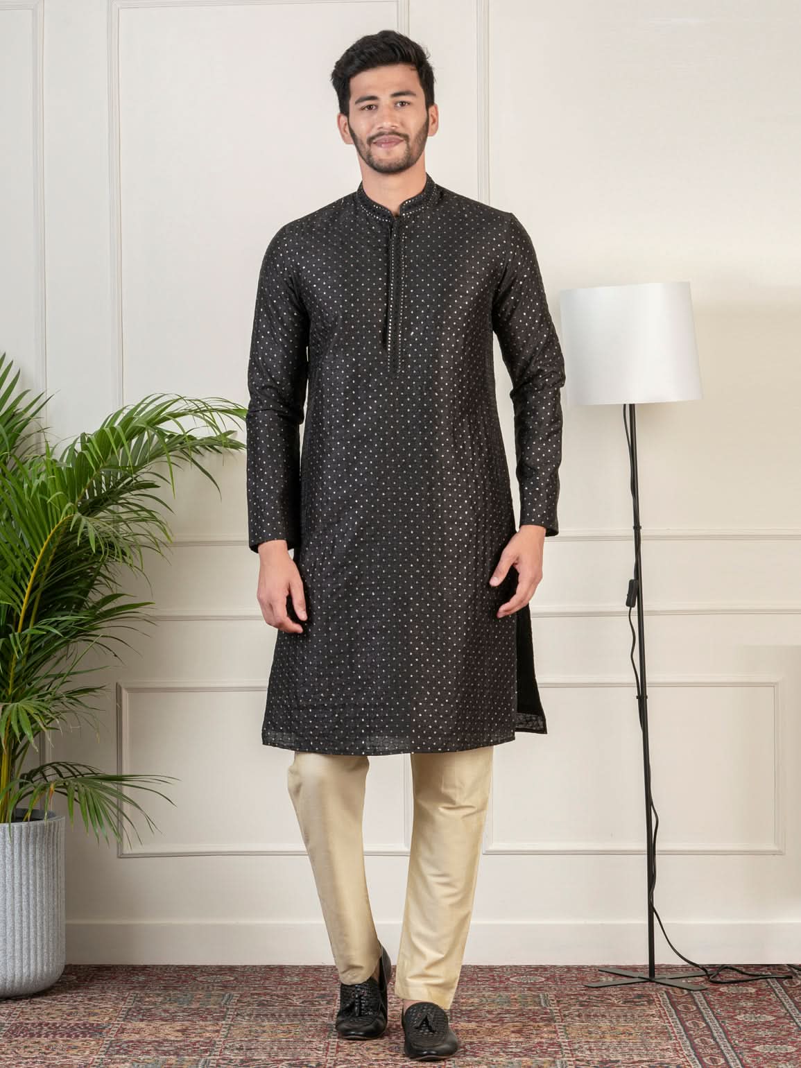 Black Sequin Kurta Set