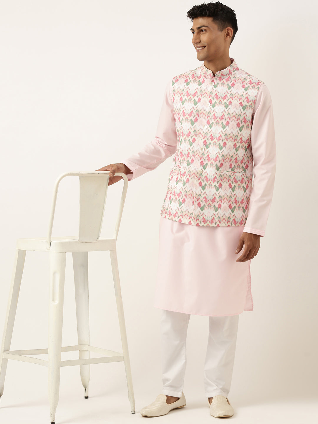 Pink Tiedye Cotton Jacket with Pink Cotton Kurta