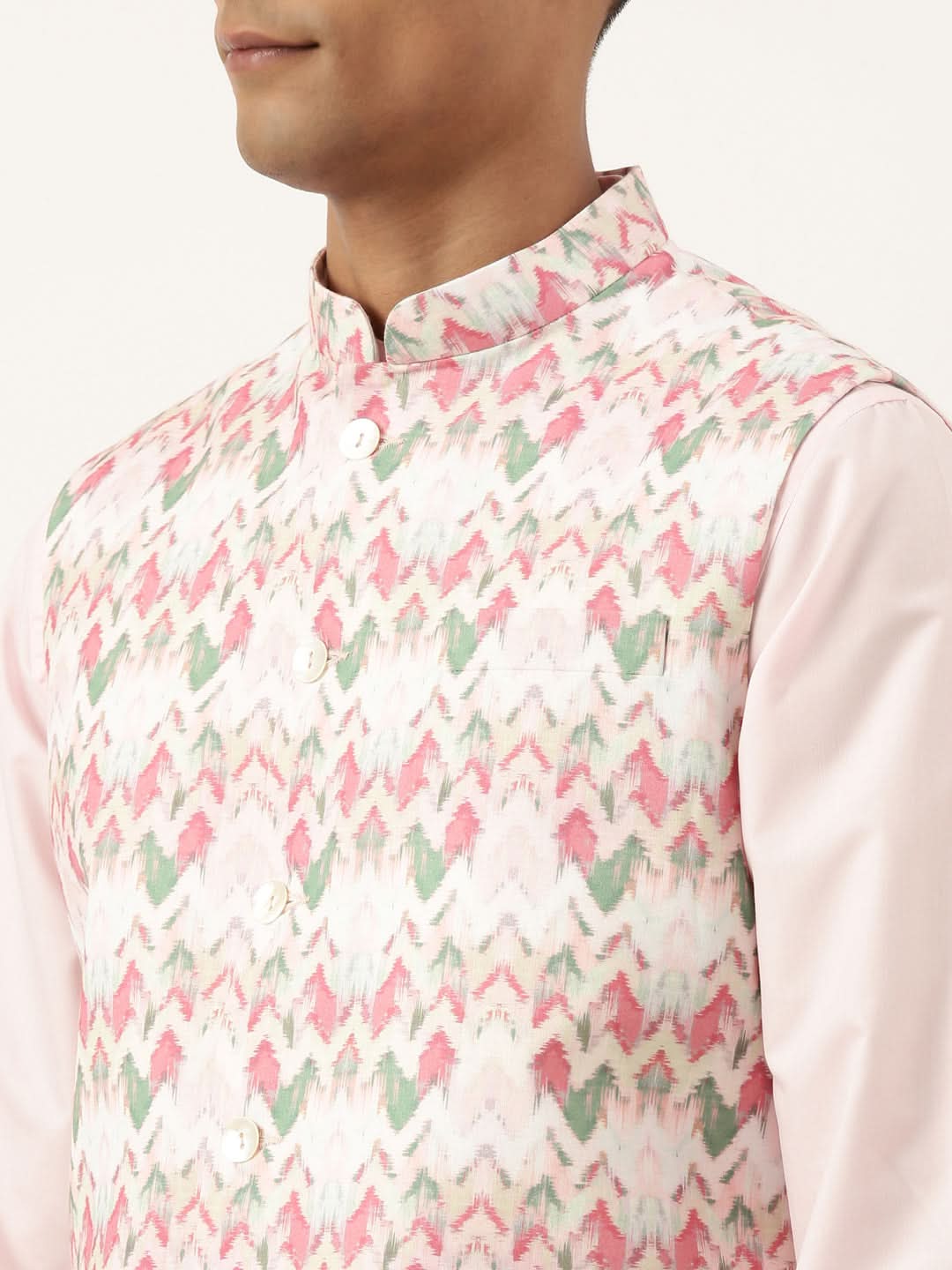 Pink Tiedye Cotton Jacket with Pink Cotton Kurta