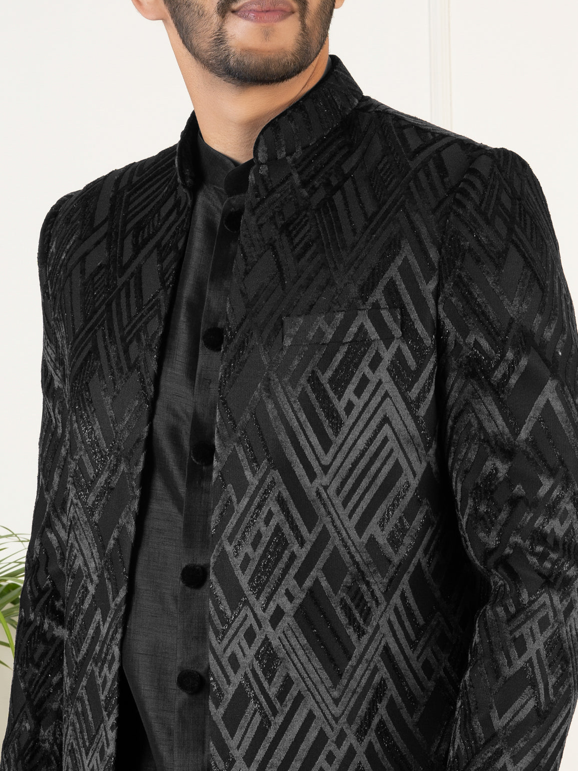 Black Velvet Indowestern Set