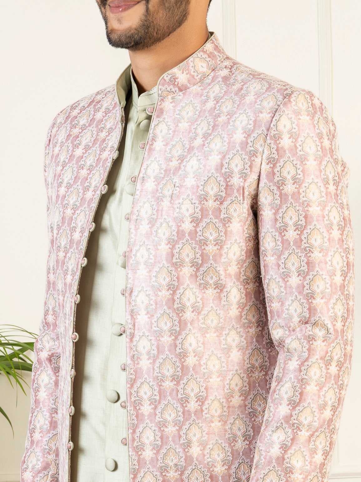 Old Rose Floral Embroidered Indo
