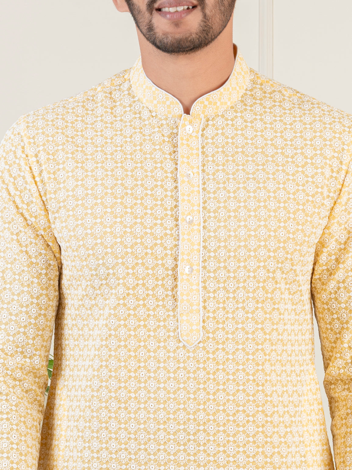Yellow  Chikankari Kurta Set