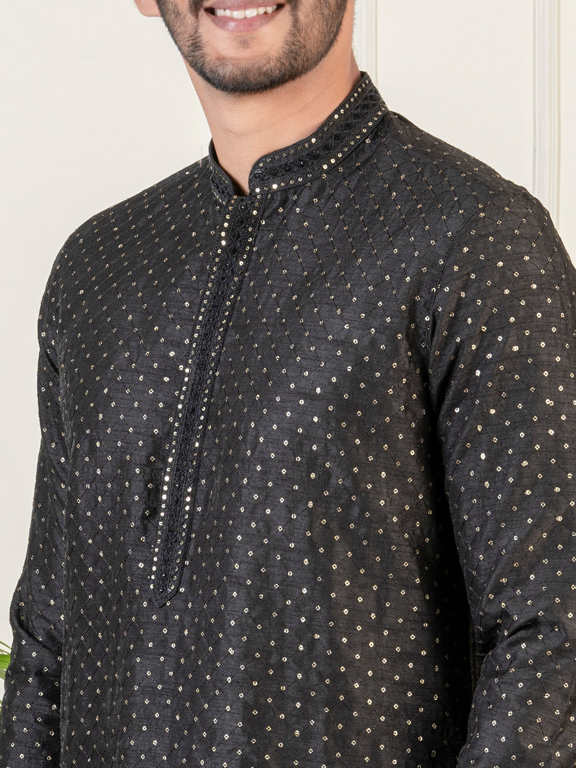 Black Sequin Kurta Set