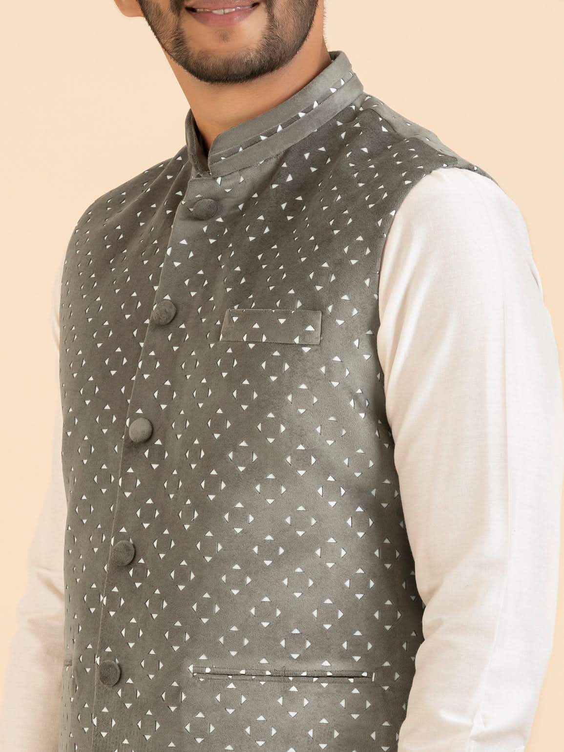 Moleskin velvet Jacket Kurta Set