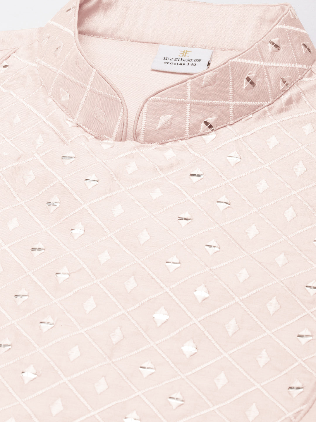 Light Pink Embroidery Angrakha Kurta Set