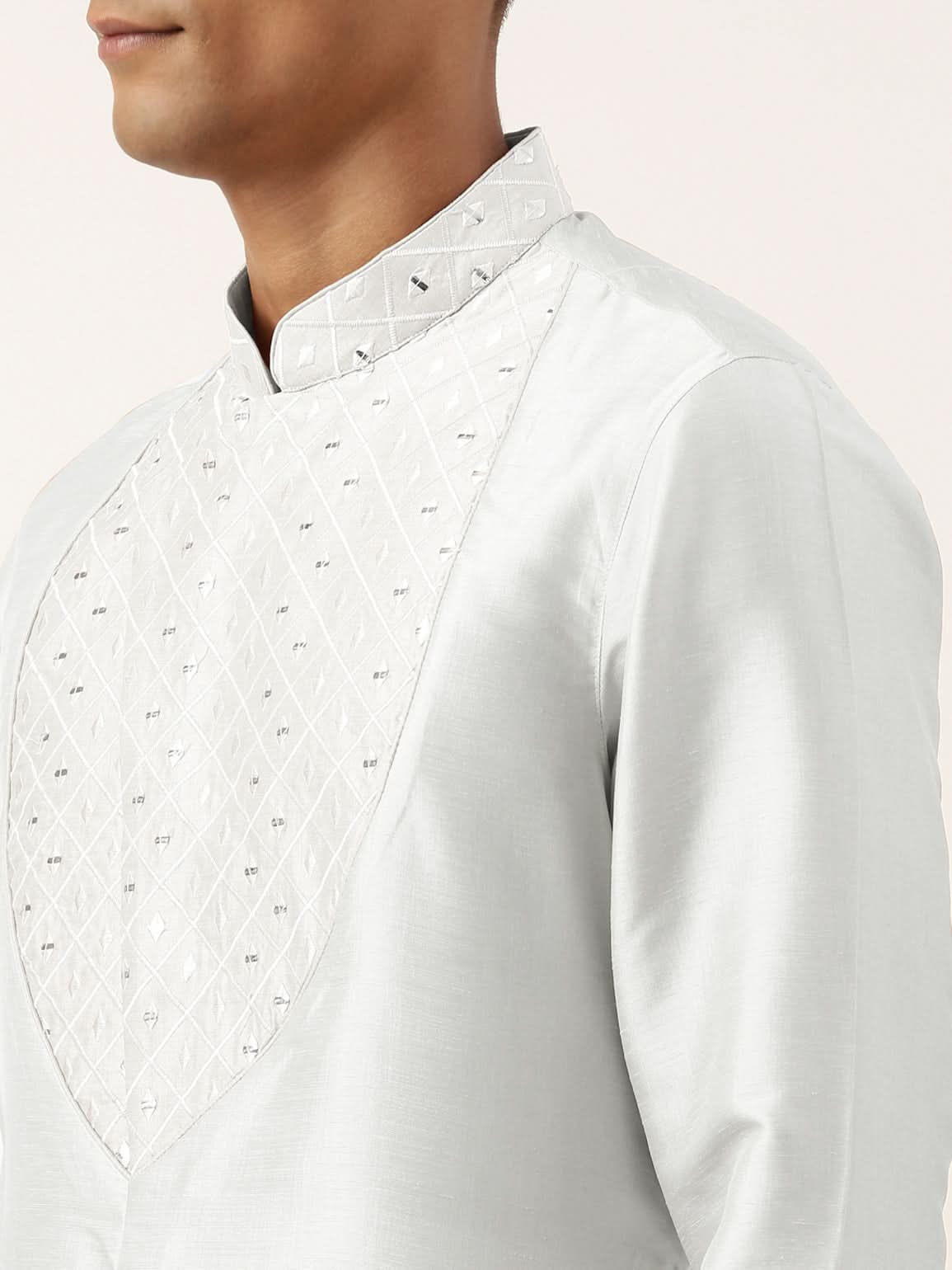 Sky Blue Embroidery Angrakha Kurta Set