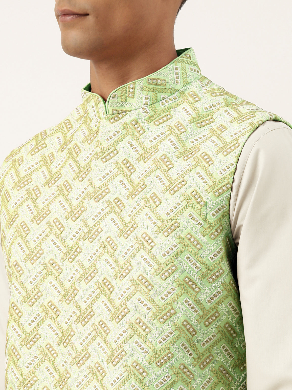 Pistachio Chikankari Jacket Kurta Set
