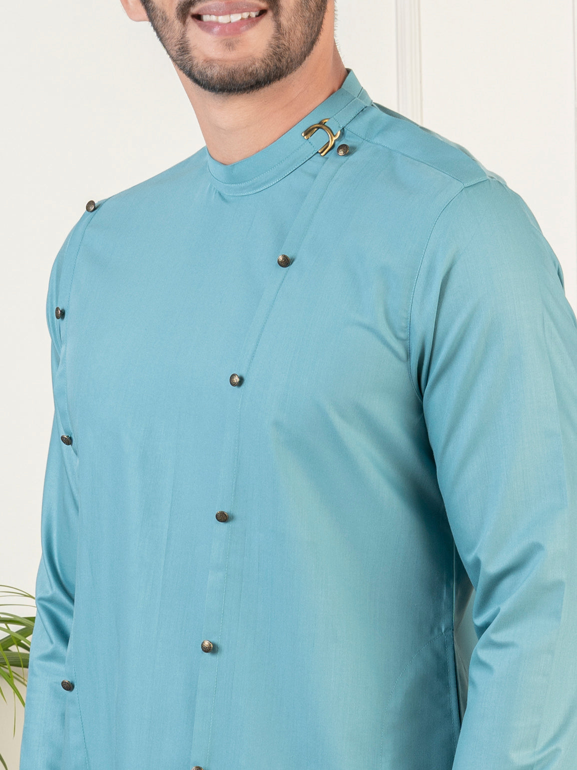 Teal Cotton Kurta Set
