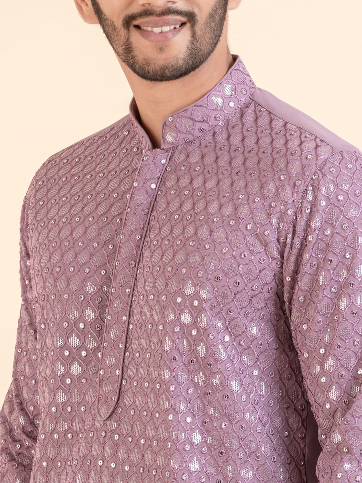 Lavender Embroidered Kurta Set