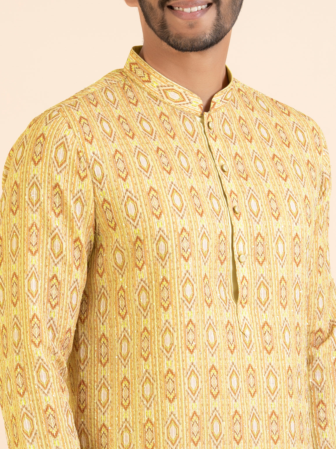 Yellow Printed Kurta Set