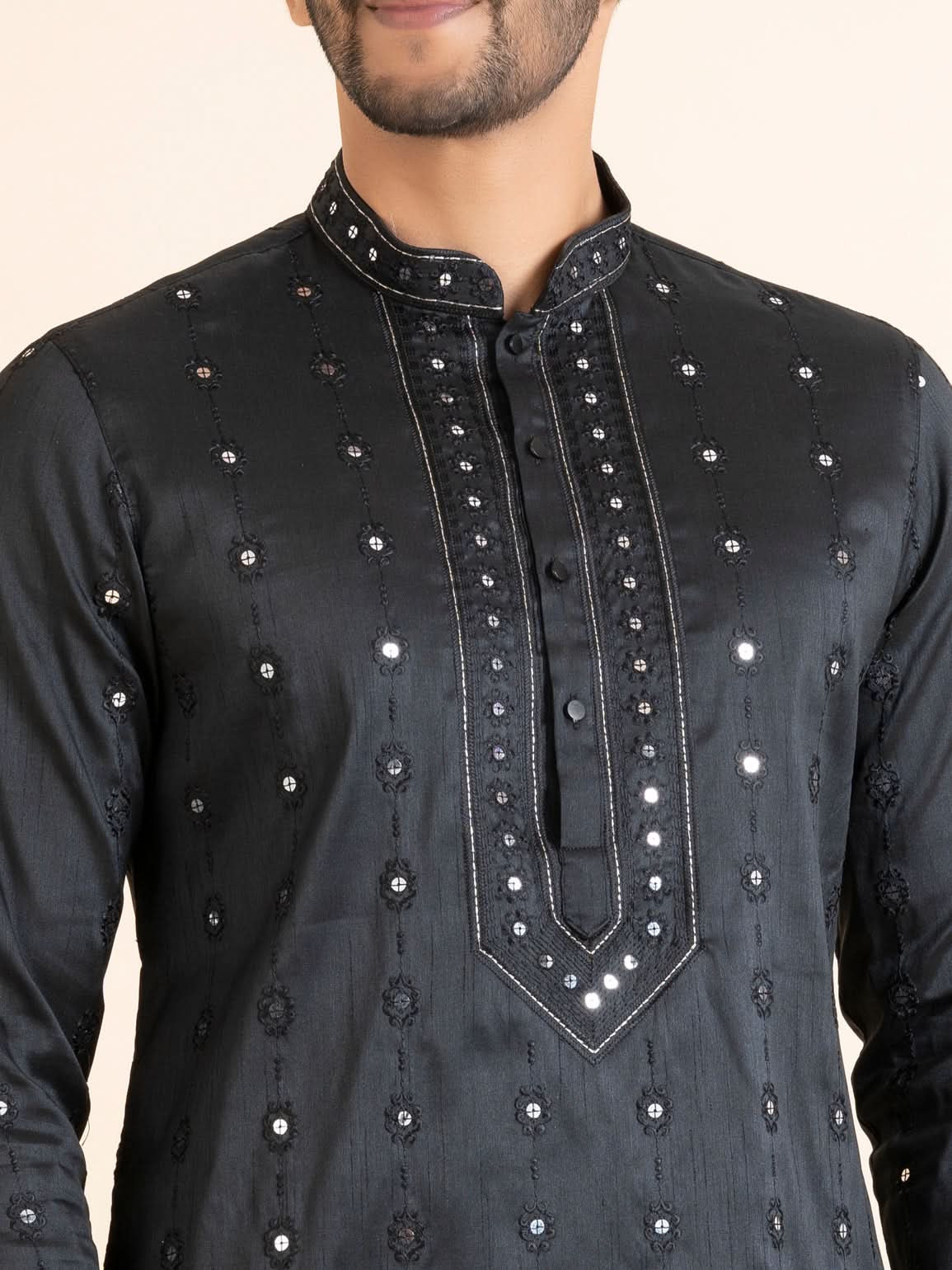 Black Embroidered Kurta Set