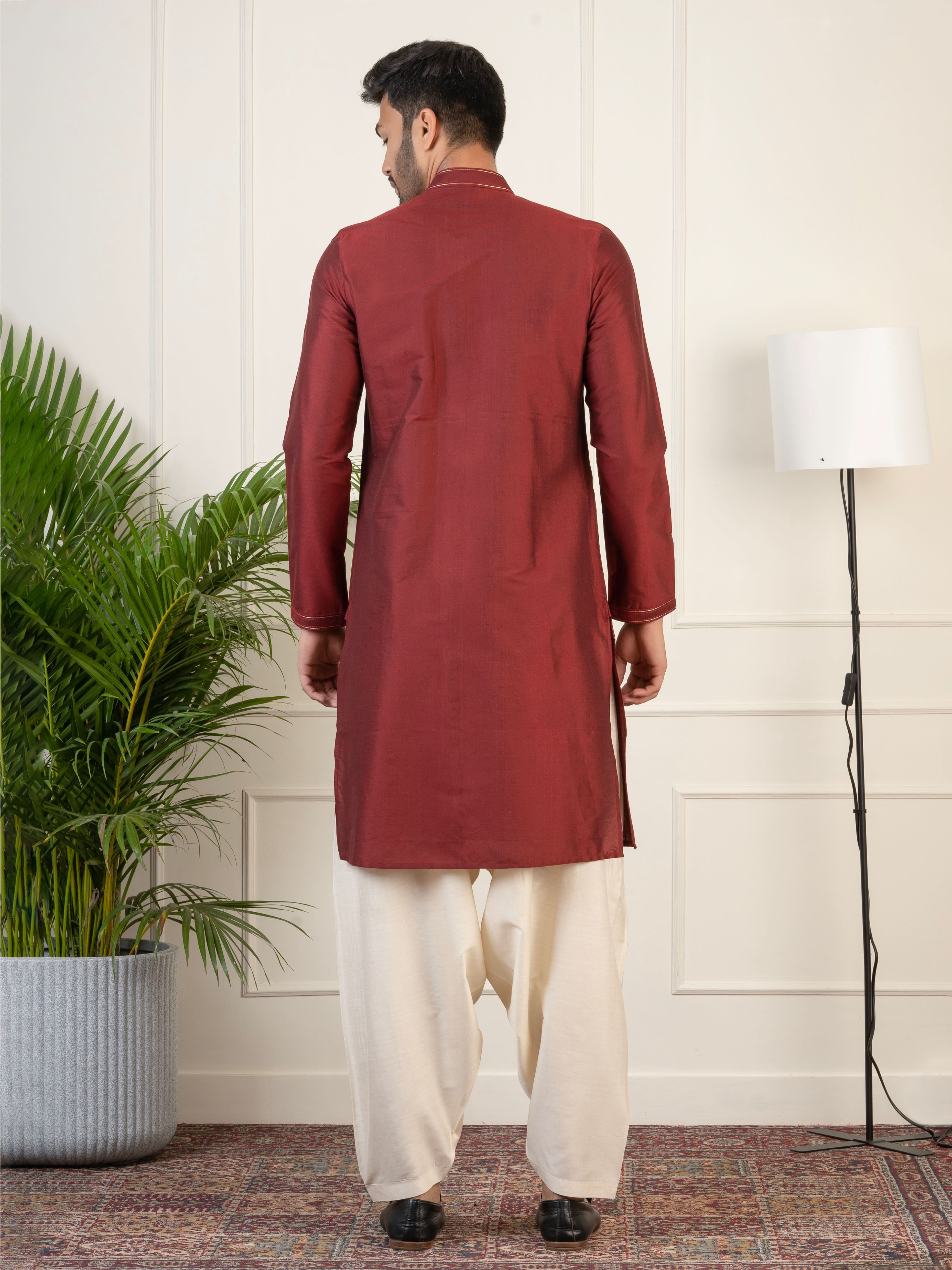 Maroon Layered Kurta Set