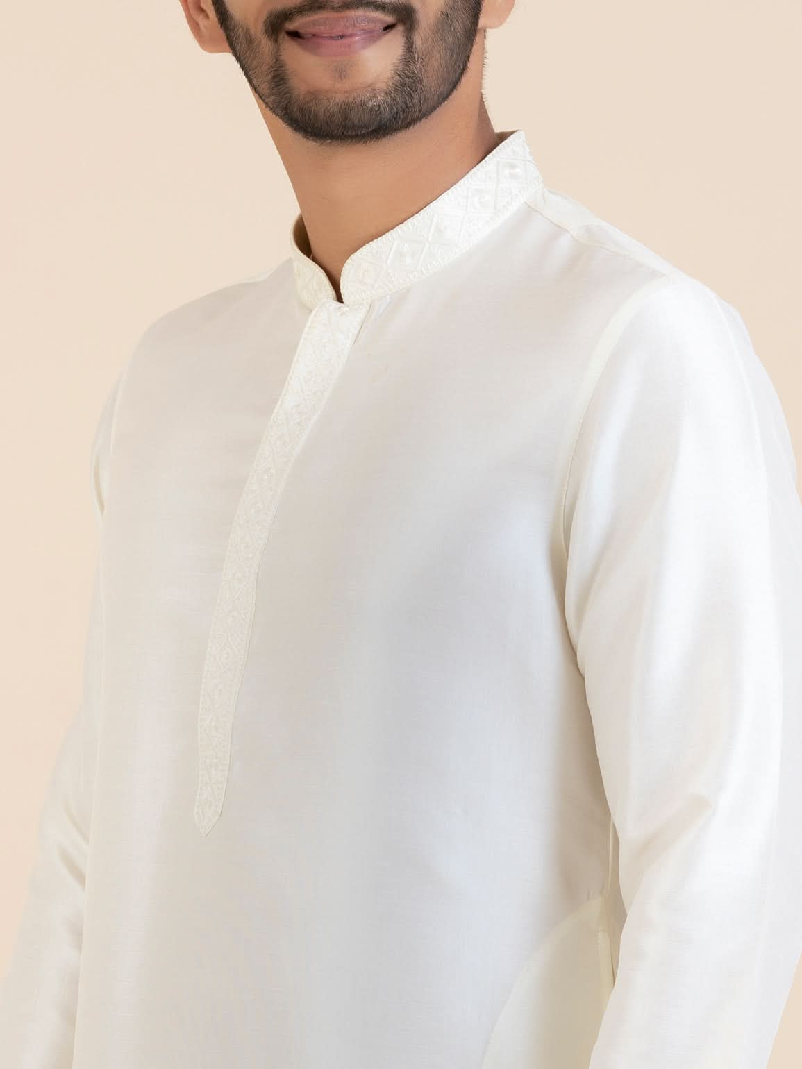 Cream Embroidered Kurta Set