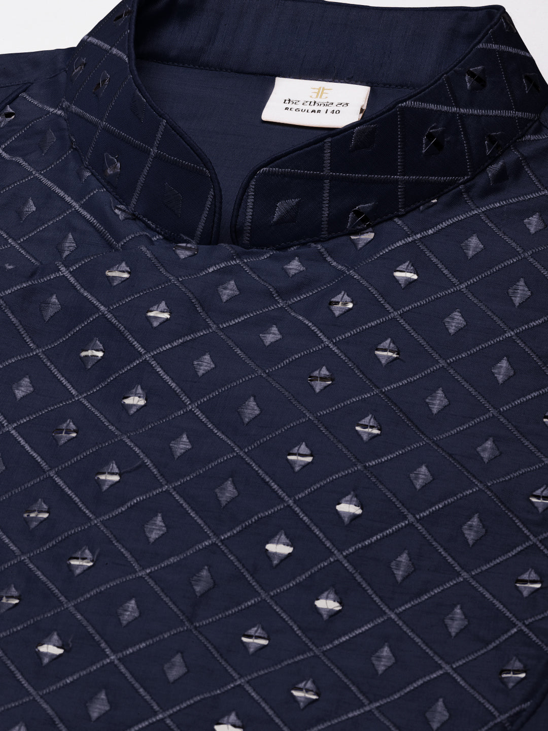 Blue Embroidery Angrakha Kurta Set