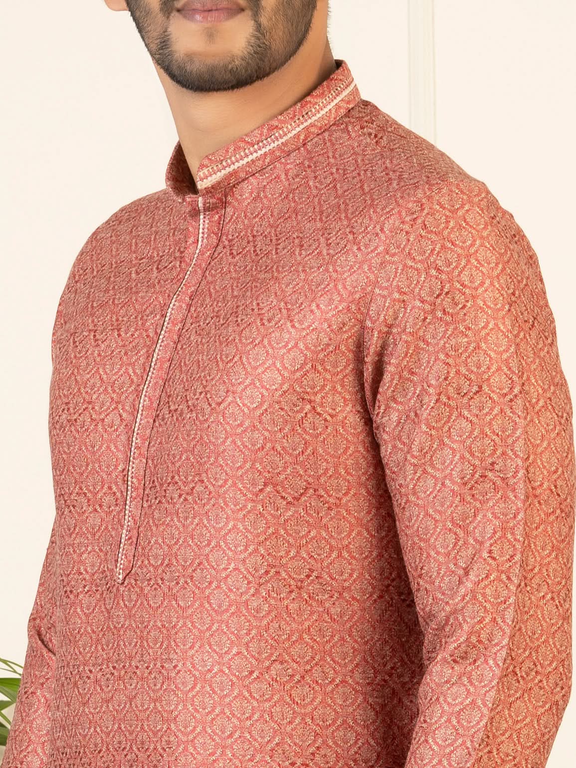 Red Baroque Printed Kurta Set
