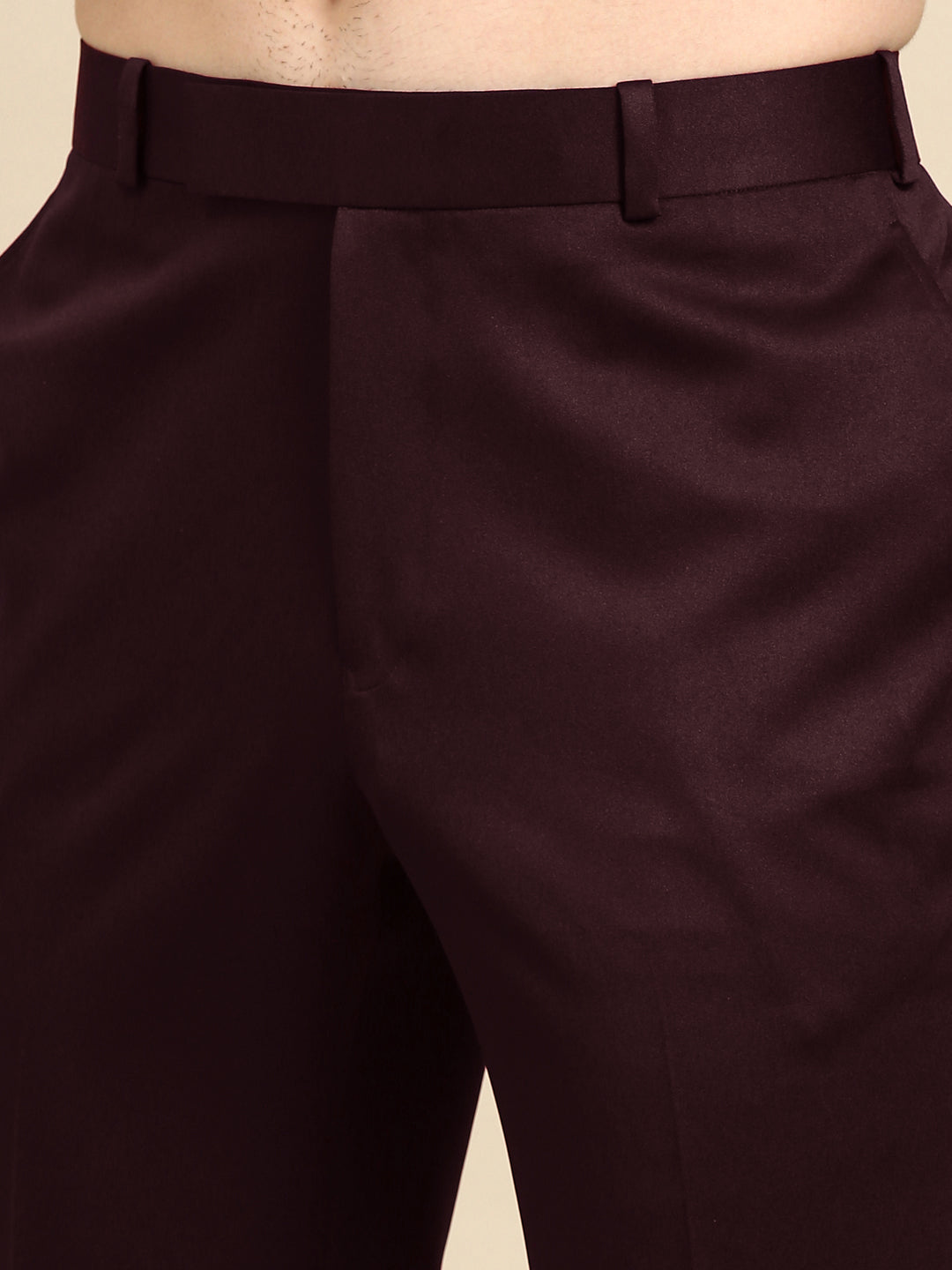 Wine Embroidered Bandhgala with velvet Detailing