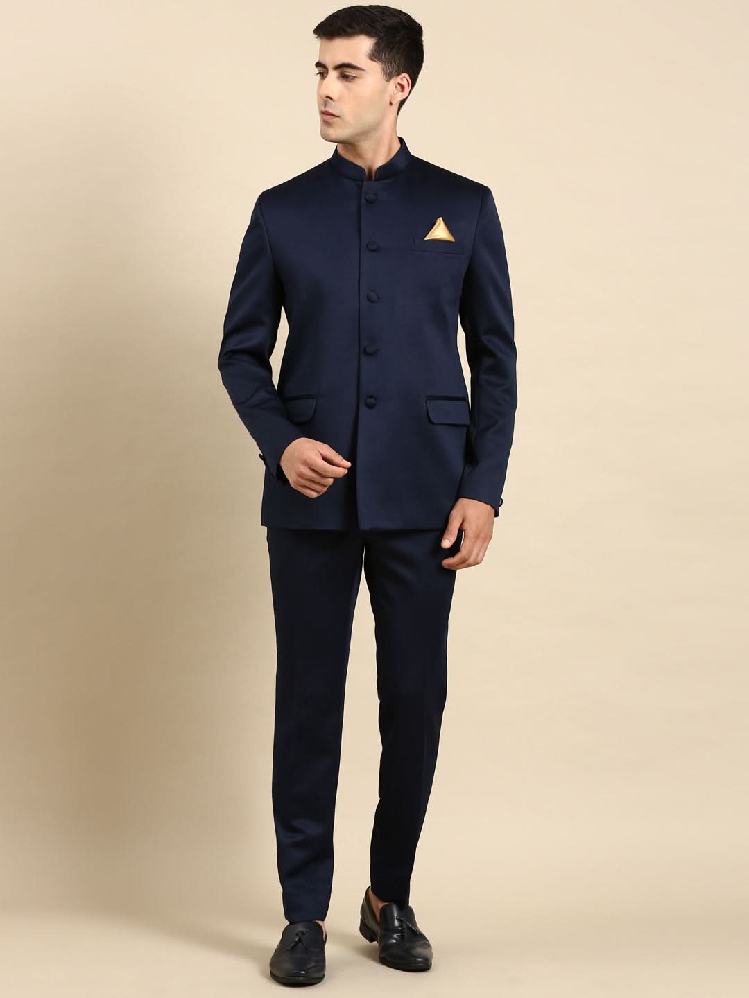 Navy Blue Bandhgala Suit