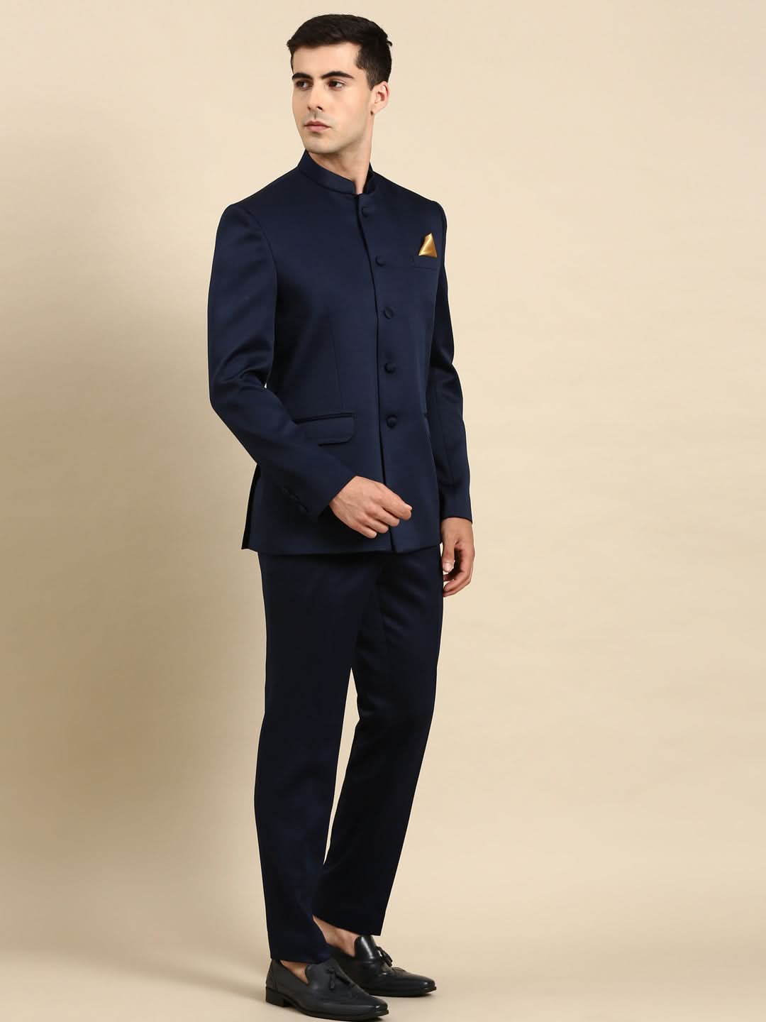 Navy Blue Bandhgala Suit