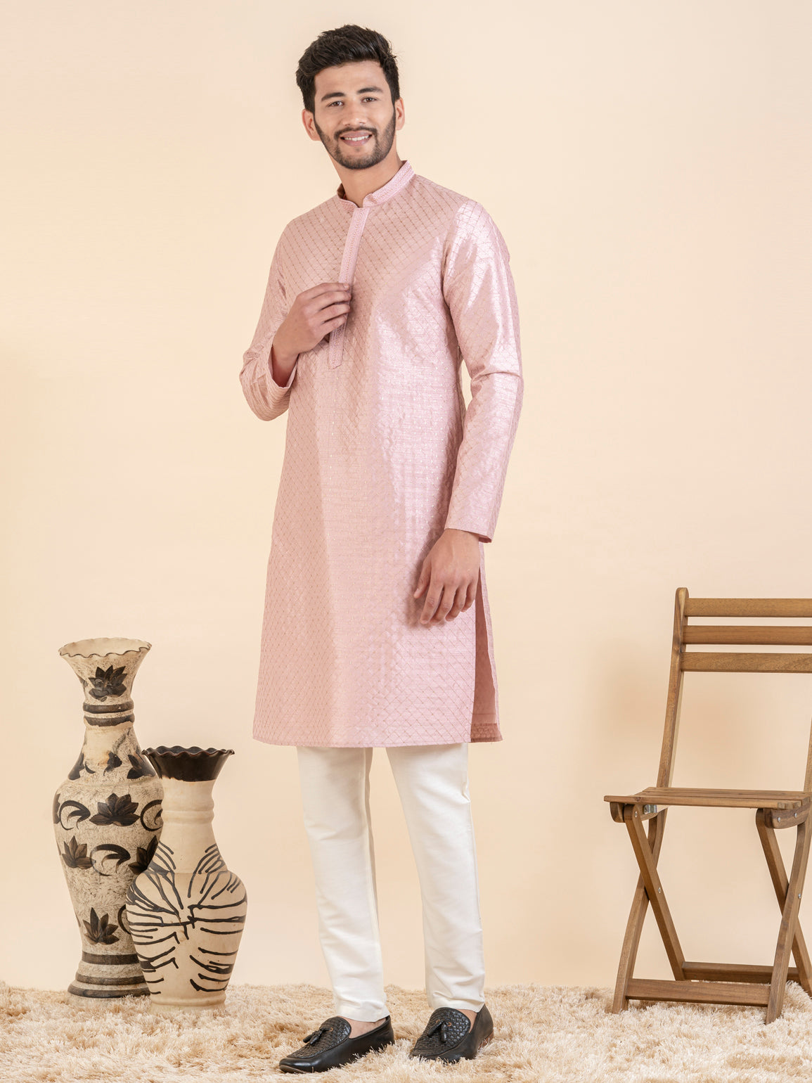 Pink Sequin Kurta Set