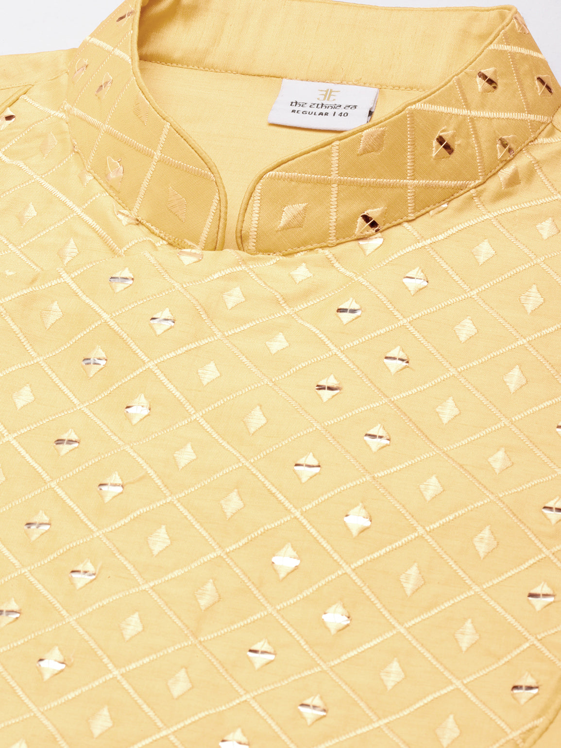Yellow Embroidery Angrakha Kurta Set
