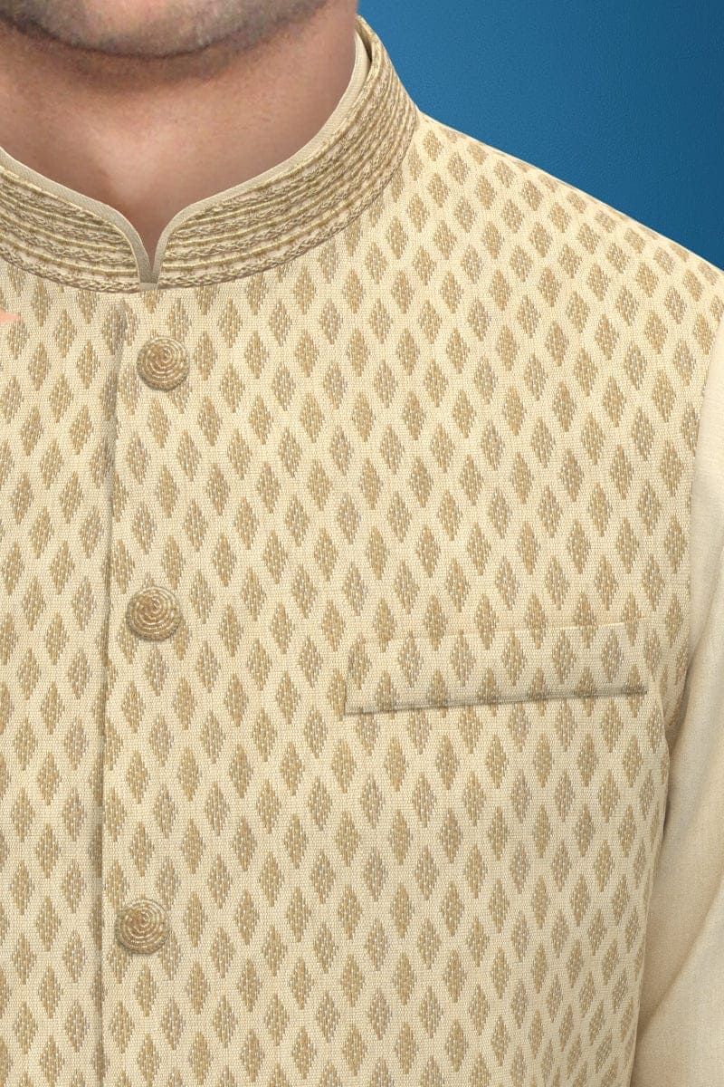 Cream Diamond Gold Motif Jacket