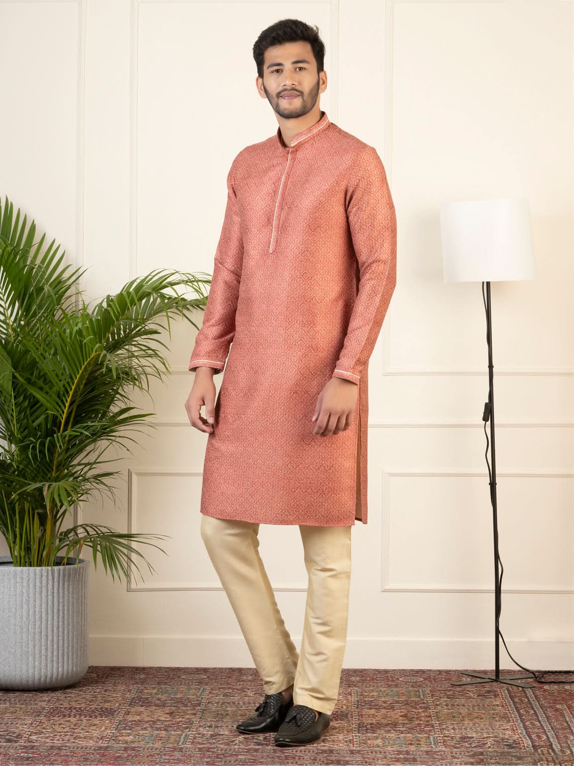 Red Baroque Printed Kurta Set