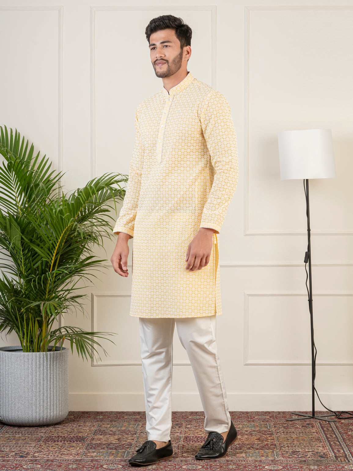 Yellow  Chikankari Kurta Set