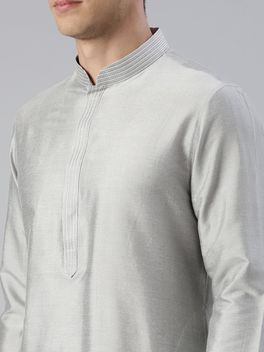 Grey Jacquard Jacket With Grey Kurta