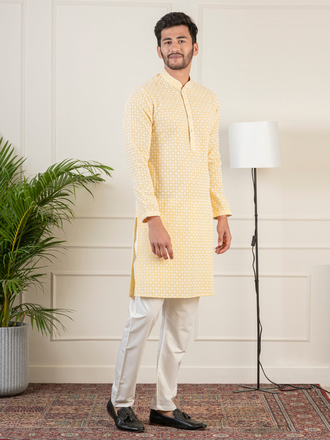 Yellow  Chikankari Kurta Set