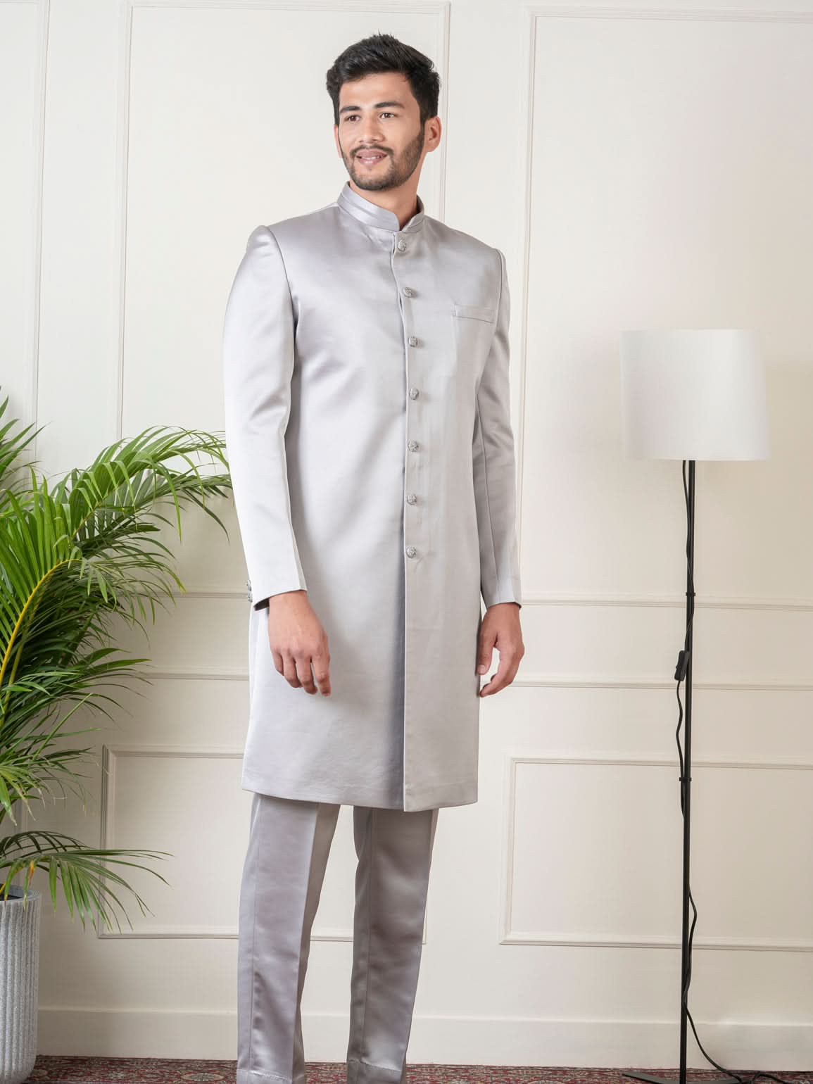 Steel Grey Classic Indowestern