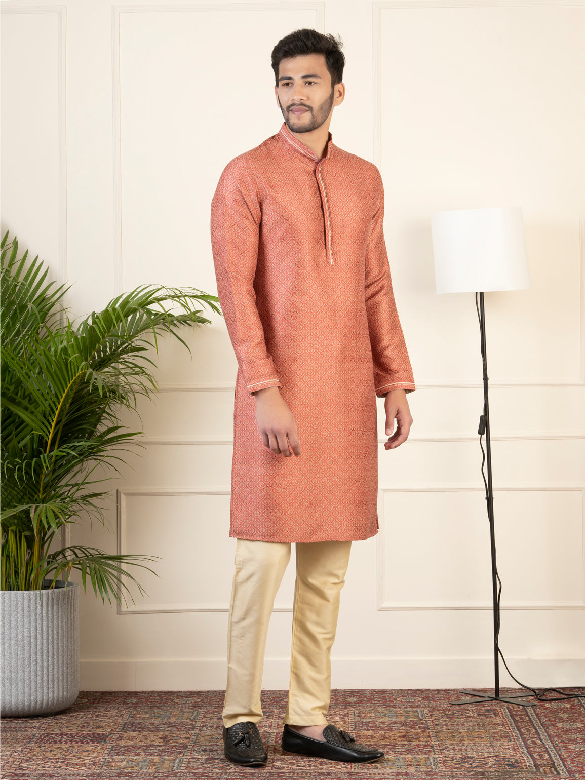 Red Baroque Printed Kurta Set