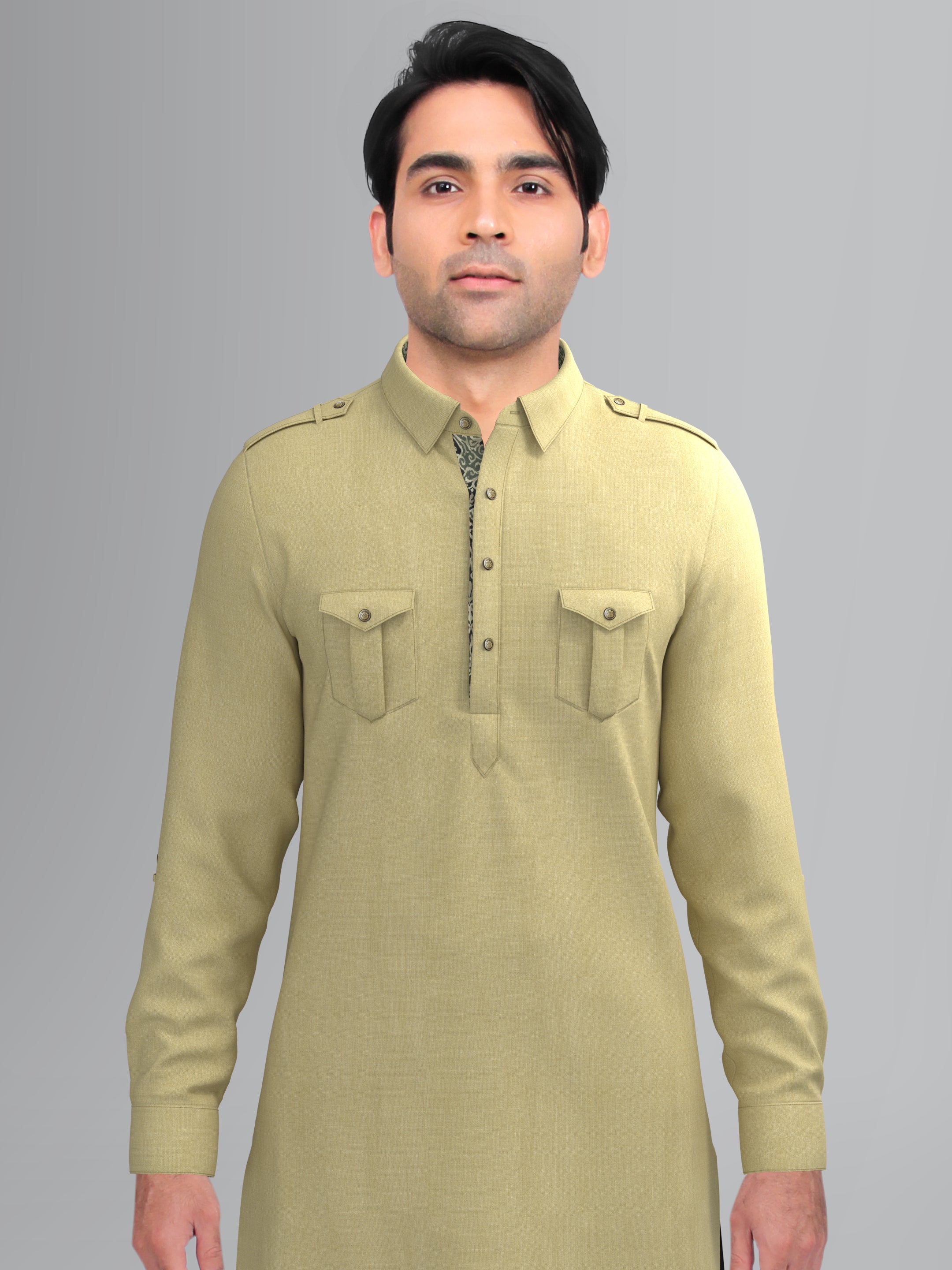 Greenish Beige Classic Pathani