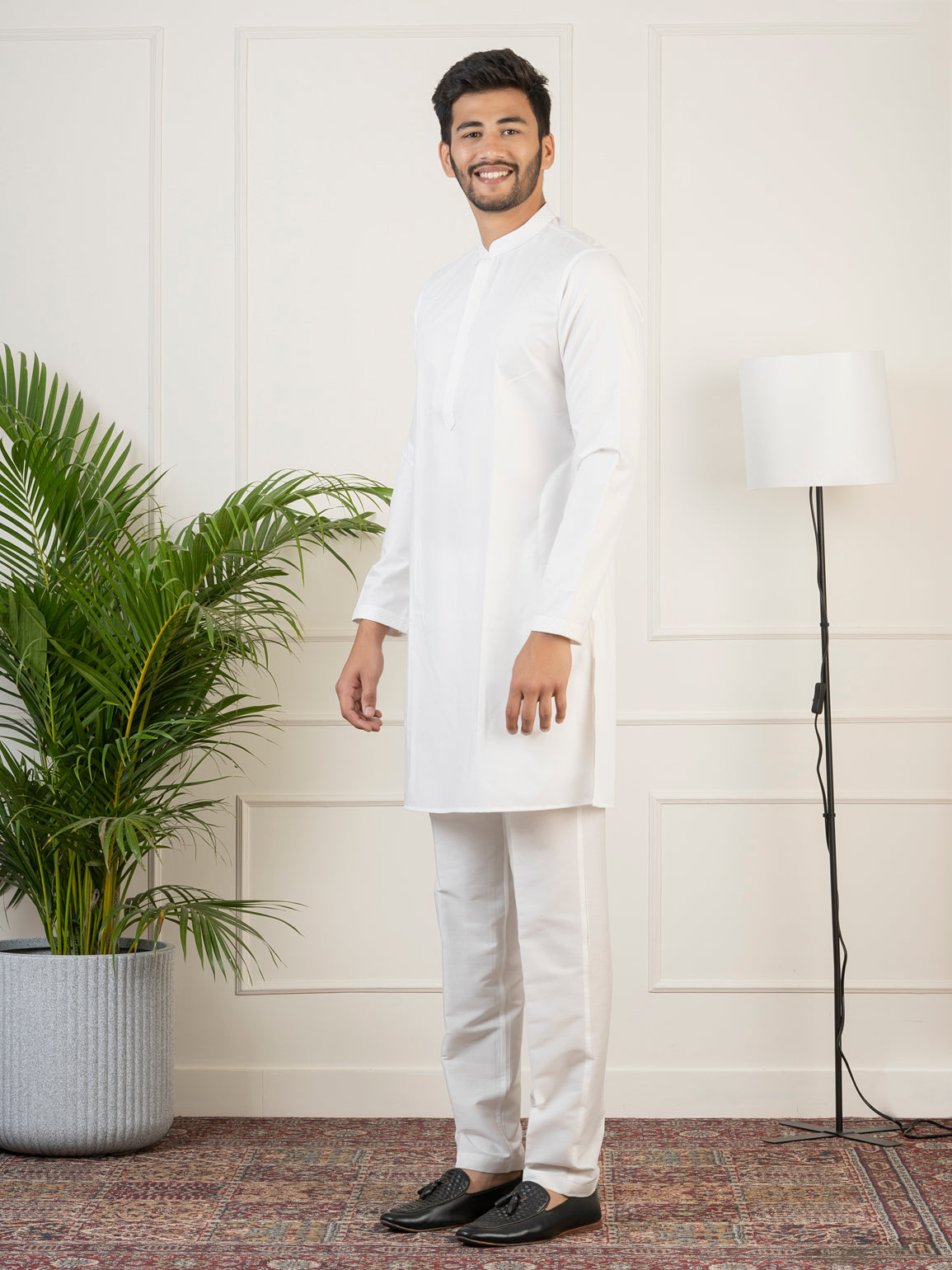 Grey Printed Embroidered Indo Set