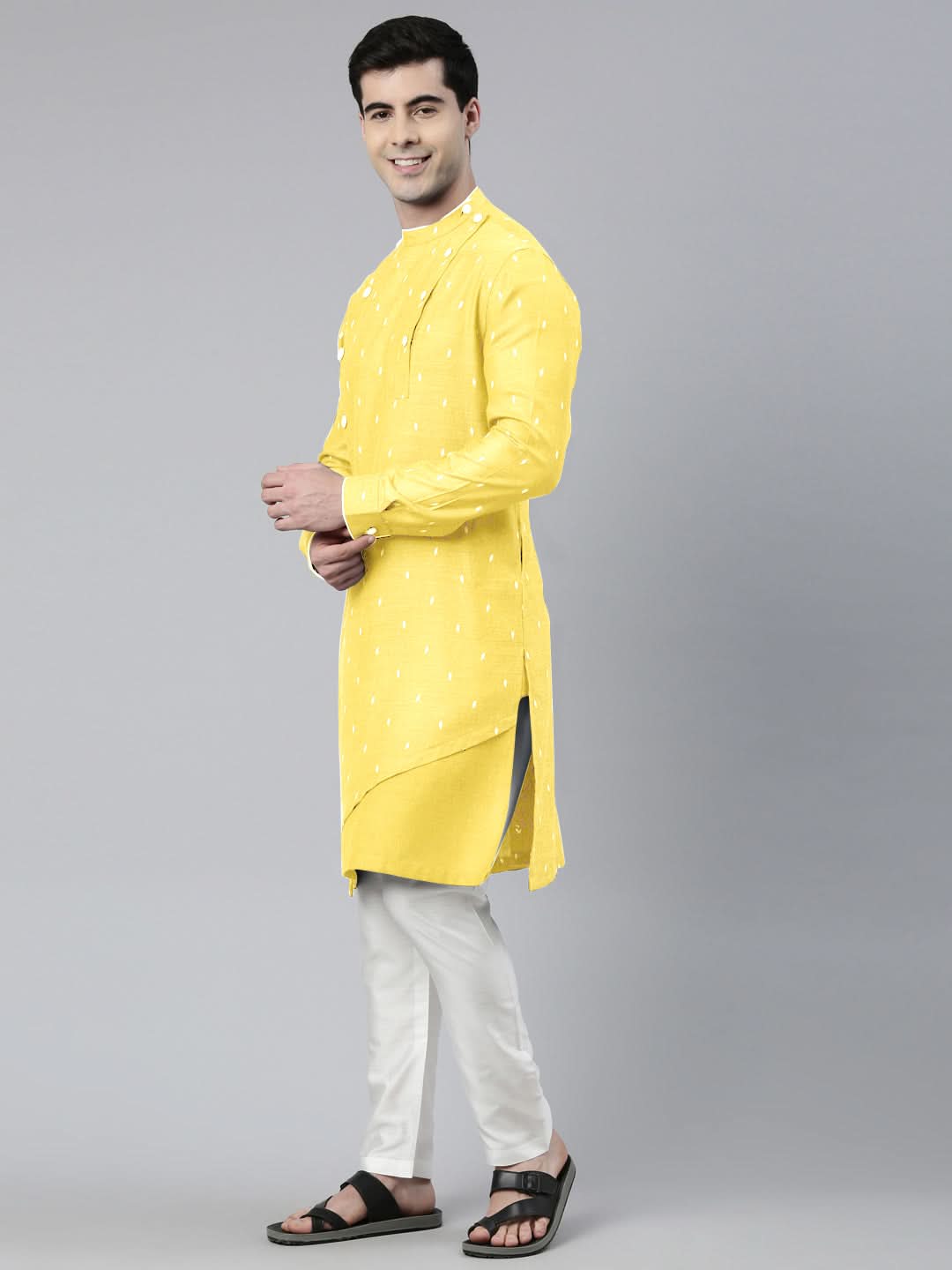 Light Yellow Asymmetrical Kurta Set