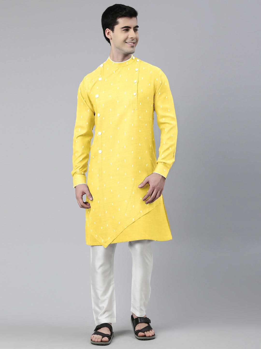 Light Yellow Asymmetrical Kurta Set
