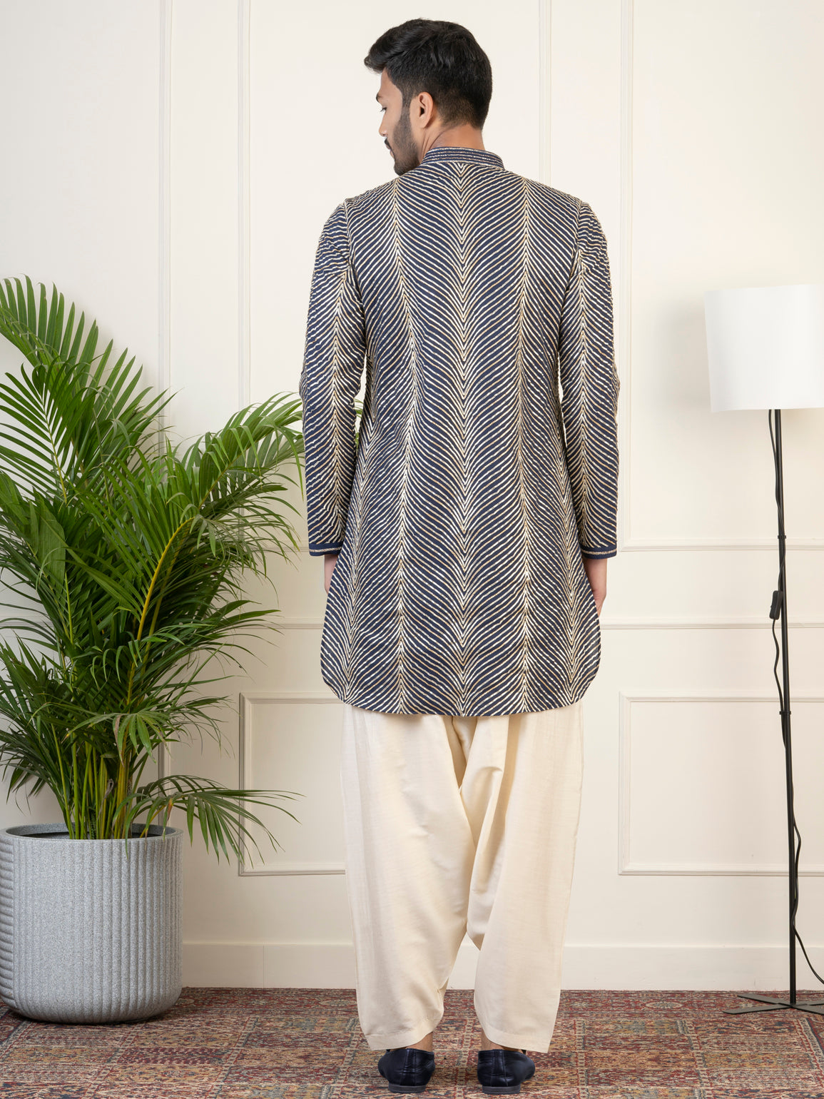 Navy Blue Gota Embroidery Kurta Set