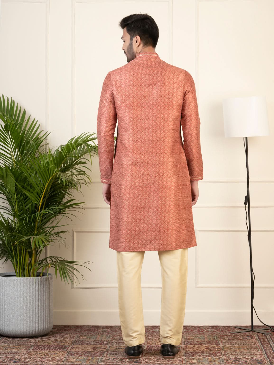 Red Baroque Printed Kurta Set