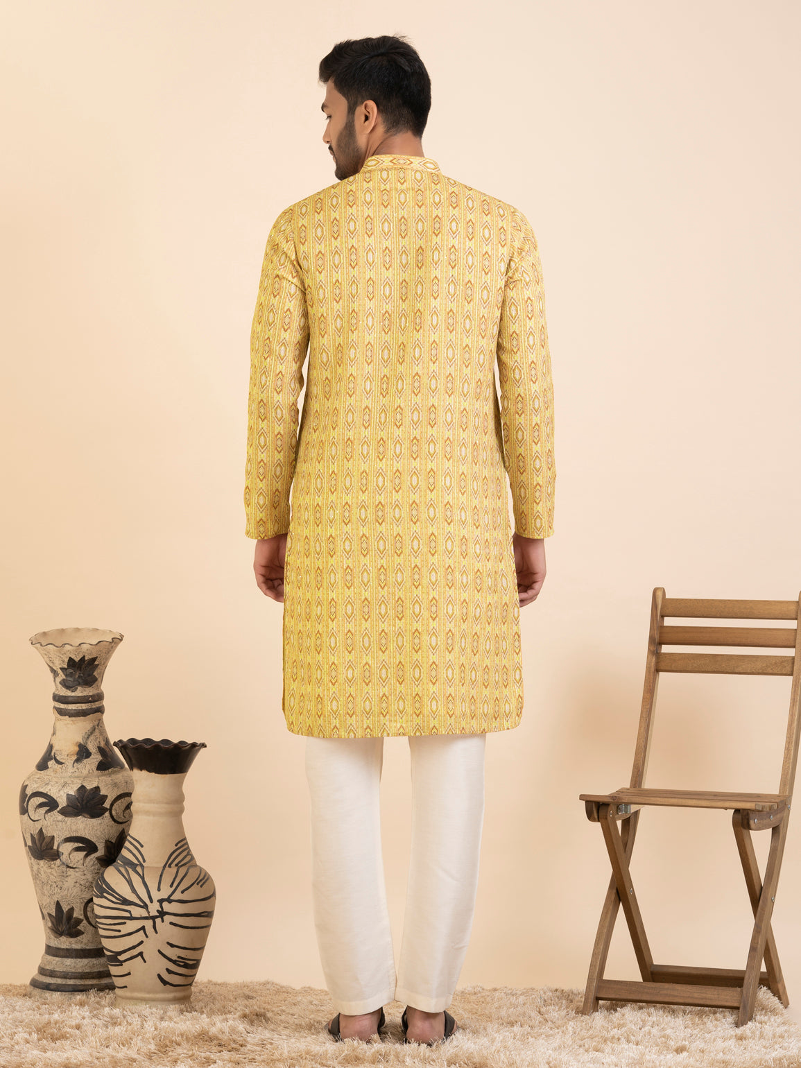 Yellow Printed Kurta Set