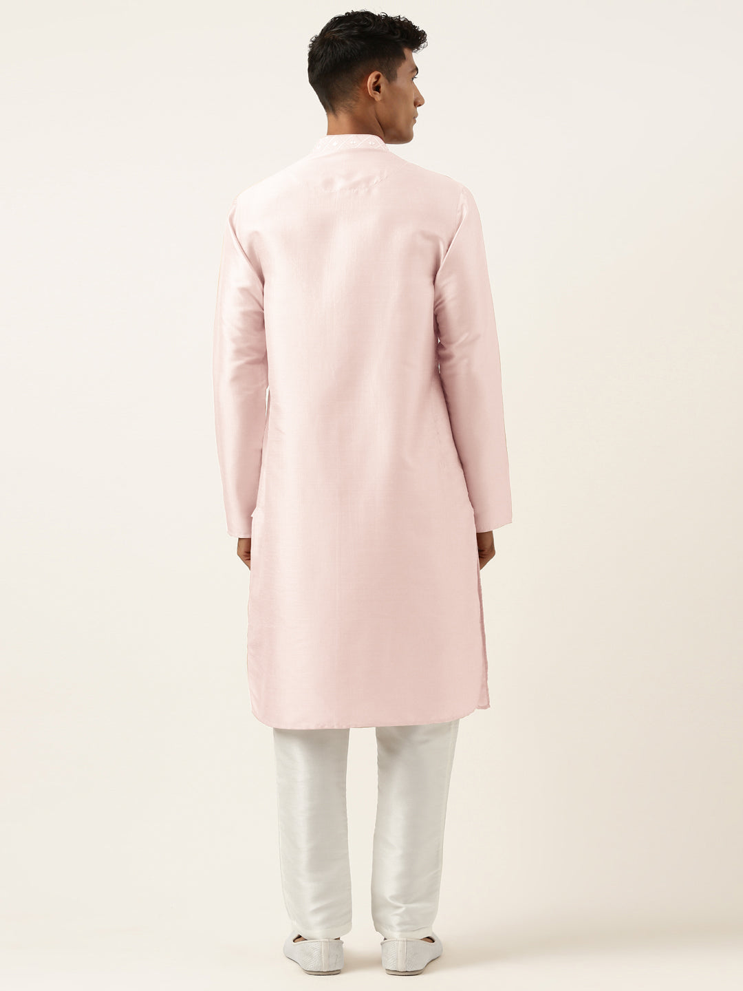 Light Pink Embroidery Angrakha Kurta Set