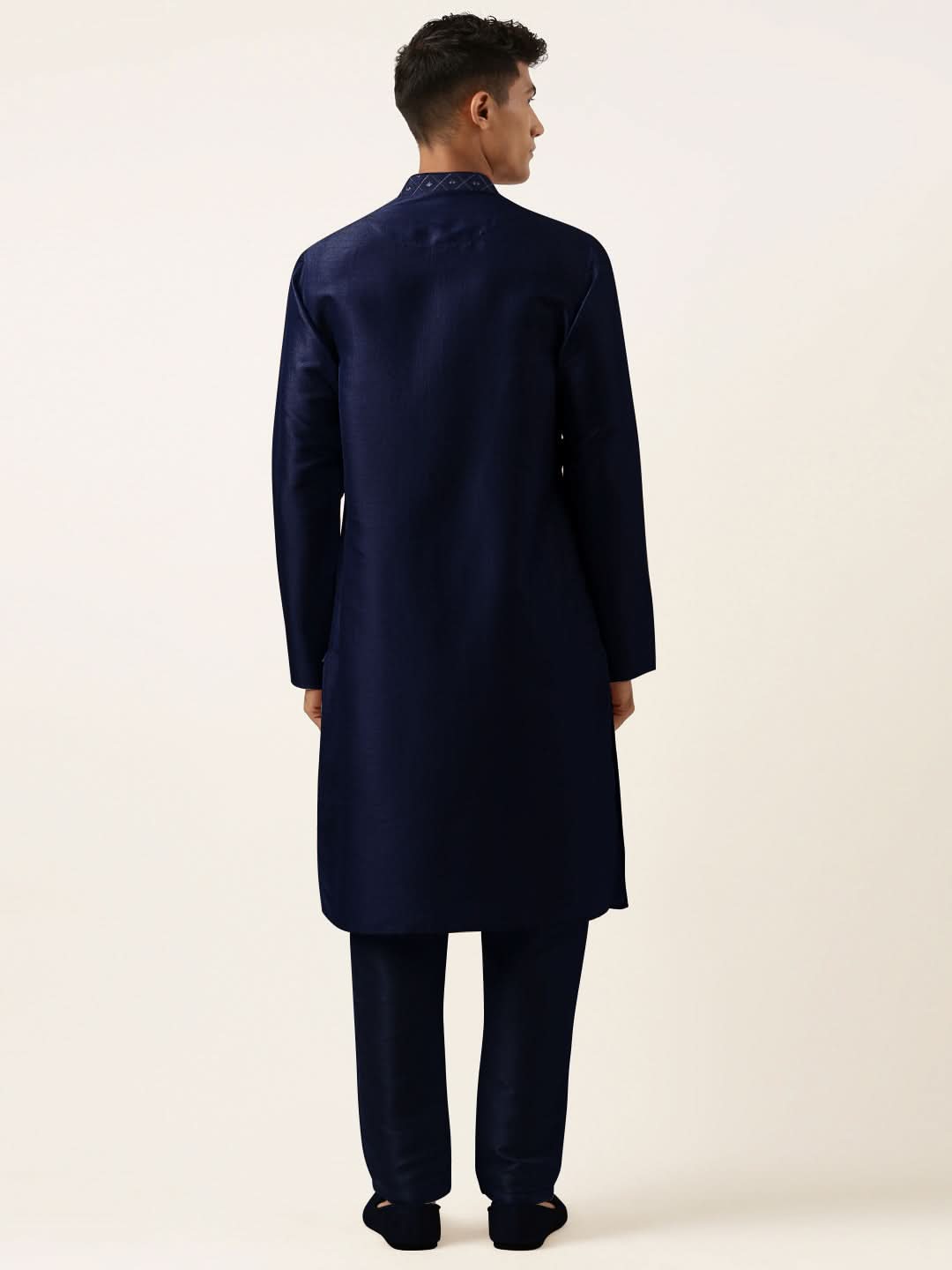 Blue Embroidery Angrakha Kurta Set